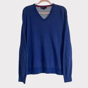 Cremieux Classics Mens Blue V-Neck Elbow Patch Sweater